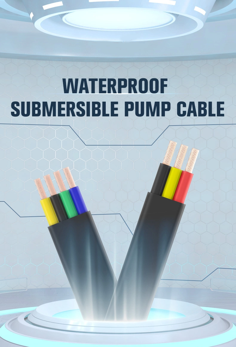 Factory Price PVC/Rubber Insulated Underwater Marine 16mm 3/4/5 Cores Electrical Flexible Submersible Pump Cable